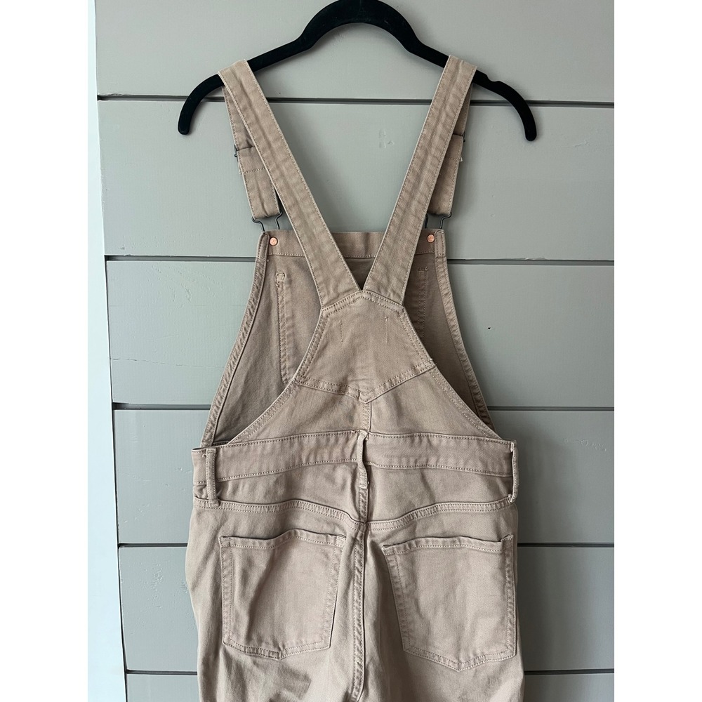 Old Navy Tan Khaki Denim Overalls Straight Leg 4 Tall‎ Neutral Utility Jumpsuit - Picture 7 of 9